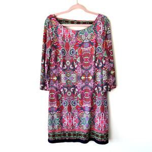 Laundry Womens Colorful Shift Dress Boho Print Size Medium Hippie Indie‎ Artsy
